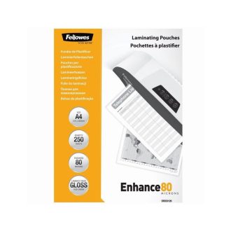   Lamináló fólia, A4, 80 mikron, fényes, 250 db/doboz, Fellowes®