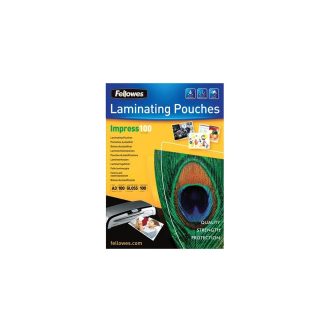   Lamináló fólia, A3, 100 mikron, fényes, 100 db/doboz, Fellowes®