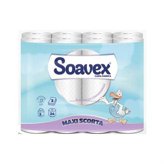   Toalettpapír 3 rétegű kistekercses 100% cellulóz 162 lap/17,01 m/tekercs 24 tekercs/csomag Soavex Maxi Scorta_Paperdi