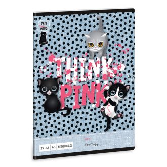   Füzet iskolai A5, 32lap, kockás 27-32 Ars Una THINK-PINK (5285) 23 10db/csomag