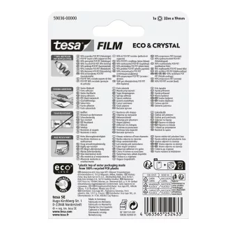   Ragasztószalag 19mmx33m irodai átlátszó újrahasznosított Tesa Eco & Crystal