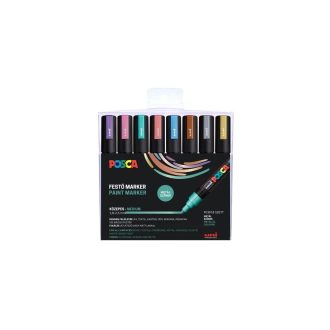   Dekormarker 0,9-1,3mm, Uni Posca PC-3M 8 db-os készlet. metál