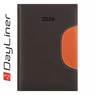   Határidőnapló Memphis A5 napi, fehér lapokkal fekete-narancs Dayliner 2026.