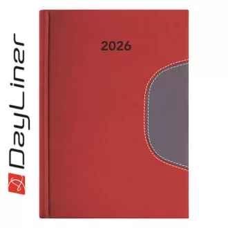   Határidőnapló Memphis B5 heti, fehér lapokkal piros-szürke Dayliner 2026.