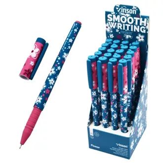   Golyóstoll kupakos, 0,7mm Vinson Flower A18 vegyes test displ 20 db/display