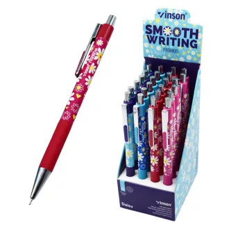   Golyóstoll nyomógombos 0,7mm Vinson Daisy 206 vegyes test displ 24 db/display