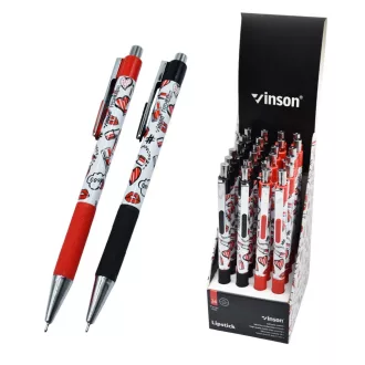   Golyóstoll nyomógombos 0,7mm Vinson Lipstick 222 vegyes test displ 24 db/display