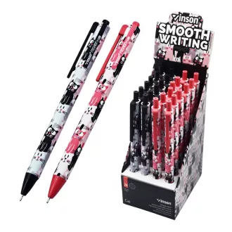   Golyóstoll nyomógombos 0,7mm Vinson Cat F2 vegyes test displ 24 db/display