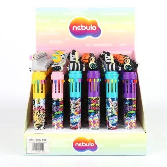 Golyóstoll 10színű, safari, 30 db/display Nebulo