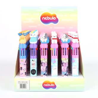 Golyóstoll 10színű, kedves cicák, 30 db/display Nebulo