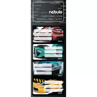 Füzetcímke 12db-os, Sportautó, vegyes minták, Nebulo