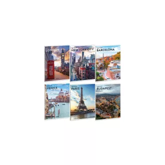   Füzet iskolai A4, 40lap, kockás Ars Una CITYSCAPE 10db/csomag