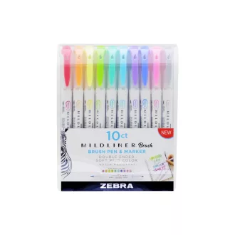   Ecsettoll készlet kétvégű Zebra Mildliner Brush&Marker Zebra 10 különböző szín