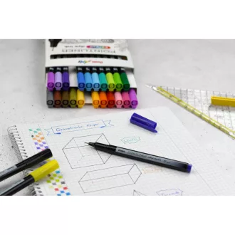   Rostirón, tűfilc készlet, 0,4 mm, Pentel Pointliner 6 klf. szín