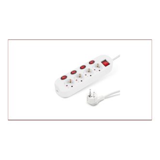   Elosztó négy csatlakozós 1,5m kábellel 4+1 kapcsolós asztali 16A max.