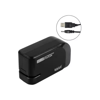   Tűzőgép elektromos 20lap, 24/6 és 26/6  elemmel és USB kábelel is működtethető fekete EAGLE EG-1610