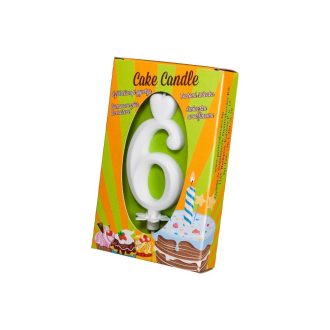 Számgyertya csomagolt 6 fehér