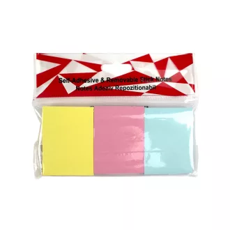   Jegyzettömb öntapadó, 38x51mm, 3x100 lap, 3 tömb/csomag, Evo, pasztell színek