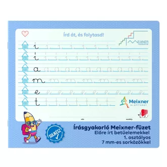   Füzet iskolai, 32lap, írás gyakorló előírt 1.osztályos fekvő Süni Meixner