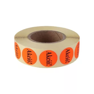   Etikett címke, 20mm, körcímke tekercses, akció felirattal 1000 címke/tekercs piros