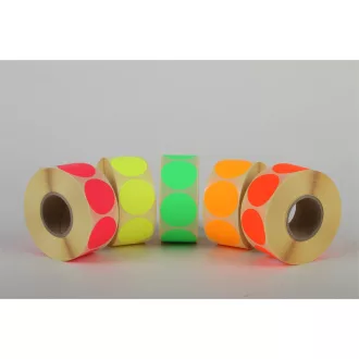   Etikett címke, 38mm, körcímke tekercses, 1000 címke/tekercs fluo pink