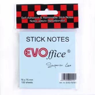   Jegyzettömb öntapadó, 75x75mm, 100lap Evoffice, pastell kék