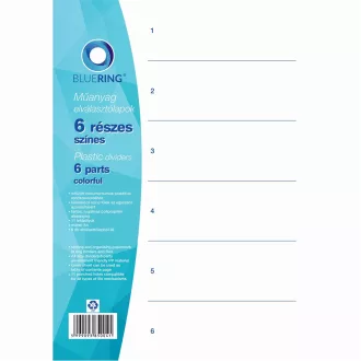 Elválasztólap, színes műanyag 6 részes Bluering®