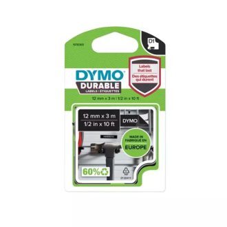   Feliratozógép szalag tartós Dymo D1 1978365 12mmx3m, ORIGINAL, fehér/fekete