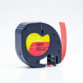   Feliratozógép szalag kompatibilis Dymo Letratag S0721630/59424 12mmx4m ECO piros