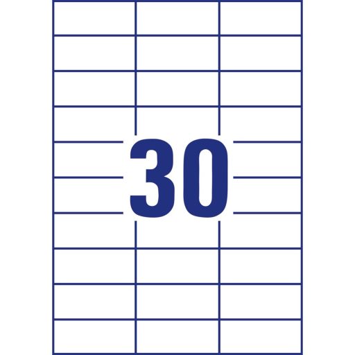 Etikett címke, 70 x29,7mm, univerzális, 30 címke/ív, 100 ív/doboz, Avery fehér