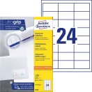 Etikett címke, 64,6 x33,8mm, univerzális, 24 címke/ív, 100 ív/doboz, Avery fehér