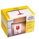 Etikett információs címke, 74x100mm, Törékeny, óvatosan kezelendő! 200címke/tek., Avery piros