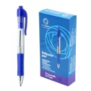 Golyóstoll 0,7mm, nyomógombos, gumírozott fogórész, kék átlátszó test, Bluering® R2, írásszín kék