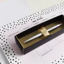 Golyóstoll 0,8mm, fém, rozsdamentes acél test, díszdobozban Bluering® Metal, írásszín kék