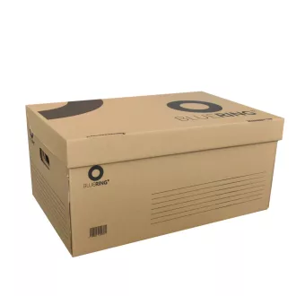   Archiváló konténer karton doboz fedeles 54x36x25cm, felfelé nyíló tetővel Bluering® barna