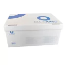 Archiváló konténer karton doboz fedeles 54x36x25cm, felfelé nyíló tetővel Bluering® fehér-kék