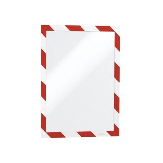   Infókeret A4, öntapadó mágneses záródás 2 db/csomag, Durable Duraframe® Security, piros/fehér