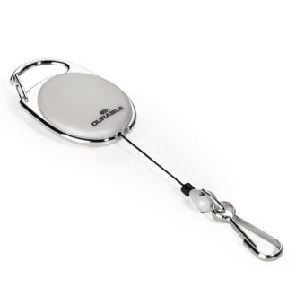  Névjegykártyatartó kihúzható karabineres, Durable with Snap Hook szürke
