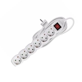   Elosztó hat csatlakozós 1,5m kábellel, kapcsolós túlfeszültség védett, asztali 16A max. 3500W