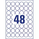 Etikett címke, O30mm, időjárásálló poliészter, 48 címke/ív, 20 ív/doboz, Avery fehér