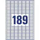 Etikett címke, 25,4 x10mm, univerzális visszaszedhető, 189 címke/ív, 25 ív/doboz, Avery fehér