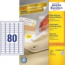 Etikett címke, 35,6 x16,9mm, univerzális visszaszedhető, 80 címke/ív, 100 ív/doboz, Avery fehér