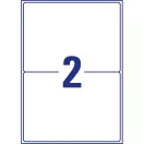 Etikett címke, 199,6 x143,5mm, univerzális visszaszedhető, 2 címke/ív, 25 ív/doboz, Avery fehér
