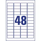 Etikett címke, 45,7 x21,2mm, univerzális visszaszedhető, 48 címke/ív, 100 ív/doboz, Avery fehér