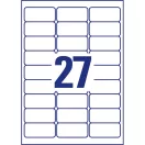 Etikett címke, 63,5 x29,6mm, univerzális visszaszedhető, 27 címke/ív, 25 ív/doboz, Avery fehér