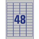 Etikett címke, 45,7 x21,2mm, ipari poliészter, 48 címke/ív, 20 ív/doboz, Avery ezüst