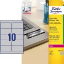 Etikett címke, 96x50,8mm, 20lap 10 címke/lap ipari ezüst poliészter Avery