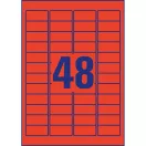 Etikett címke, 45,7 x21,2mm, univerzális visszaszedhető, 48 címke/ív, 20 ív/doboz, Avery piros