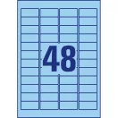 Etikett címke, 45,7 x21,2mm, univerzális visszaszedhető, 48 címke/ív, 20 ív/doboz, Avery kék