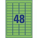 Etikett címke, 45,7 x21,2mm, univerzális visszaszedhető, 48 címke/ív, 20 ív/doboz, Avery zöld